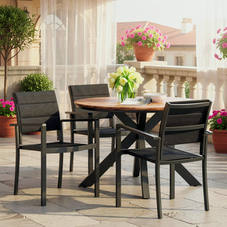 Sunvega Modern Outdoor Dining Chairs with Sleek Aluminum Frame and Weather Resistant Mesh