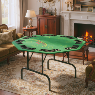 Sunvega Foldable 47 Inch Octagon Poker Table for 8 Players with Felt Surface and Cup Holders
