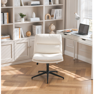 Sunvega Adjustable Swivel Criss-Cross Chair with Cushioned Wide Seat for Office