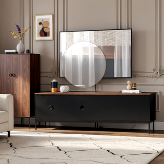 Sunvega 70.8" Modern TV Stand with Sliding Doors, Storage Drawer, and Adjustable Shelves