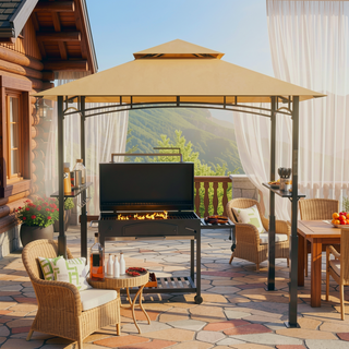 Sunvega Double Roof Grill Gazebo with Weather Resistant Canopy and Storage Shelves