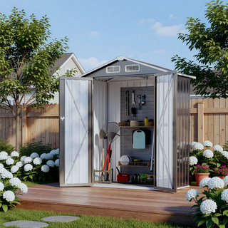 Sunvega 5X3 FT Metal Outdoor Storage Shed with Lockable Door for Garden and Patio