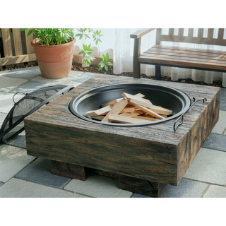 Sunvega Outdoor Wood-Burning Fire Pit with Durable Wood Grain Composite Design