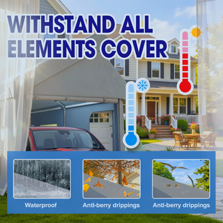 Sunvega 10x20 Portable Garage with 2 Roll-up Doors & 4 Ventilated Windows for Car Truck Boat
