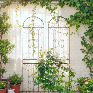 Sunvega 4 Pack 86.7" x 19.7" Metal Trellis for Climbing Plants Outdoor Rustproof