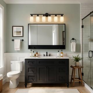 Sunvega Matte Black Wall Sconce with White Glass Shades for Bedroom Living Room