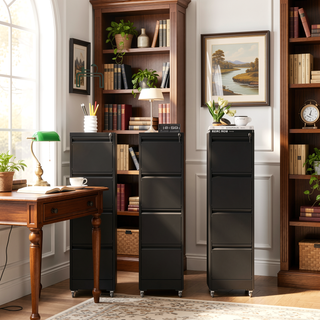 Sunvega 5 Drawer Metal Vertical File Cabinet with Lock on Wheels for Home Office