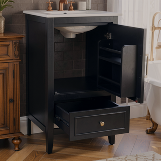 Sunvega 20 Inch Bathroom Vanity with Ceramic Sink and Adjustable Leveling Pads