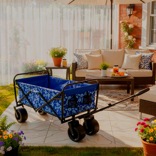 Sunvega Collapsible Foldable Wagon Cart with Strapping System and 3-Pcs Plastic Liner
