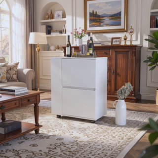 Sunvega Logan Bar Cart with Dual Cabinets and Open Shelves for Easy Access