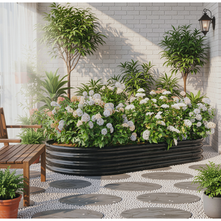 Sunvega Large Oval Metal Raised Garden Bed for Plants Vegetables and Flowers