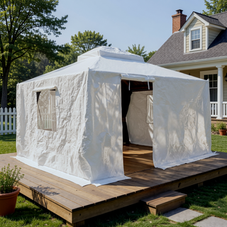Sunvega Universal Winter Gazebo Cover with Sidewalls and Mesh Windows Waterproof