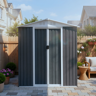 Sunvega 5FT x 3FT Grey Outdoor Pent Roof Garden Tool Storage Shed House