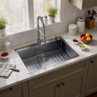 Sunvega Gunmetal Black 30x22 Inch Drop in Topmount Stainless Steel Kitchen Sink