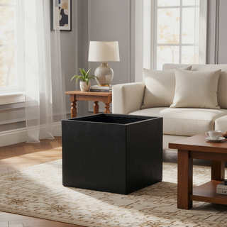 Sunvega Square Cast Stone Planter Box for Outdoor Patio and Backyard
