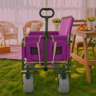 Sunvega 3-in-1 Heavy-Duty Folding Wagon Cart with Bench Seat and Storage