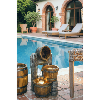 Sunvega Decorative Brown Water Fountain with Otter Design Light and Pump