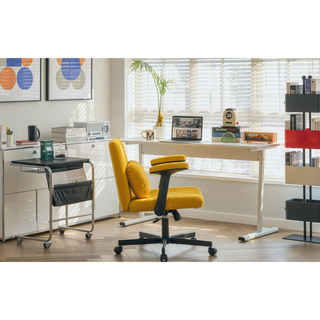 Sunvega Orange Criss Cross Armrest Office Chair with Wheels for Home Office