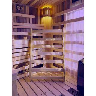 Sunvega Hemlock Round Stick Sauna Backrest for Ergonomic Posture Support