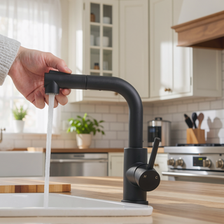 Sunvega Single Handle Kitchen Sink Faucet with Pull Out Sprayer and Deck Plate