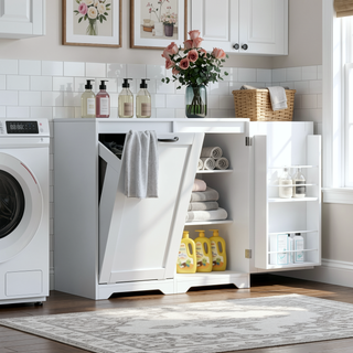 Sunvega Laundry Cabinet with 2 Removable Liner Bags for Easy Sorting and Storage