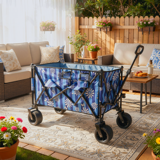 Sunvega Heavy-Duty 480lbs Folding Wagon Cart with Picnic Mat and All-Terrain Wheels