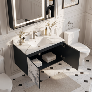 Sunvega Paint Free Vanity Door Panel with Hidden Handles for Bathroom and Kitchen