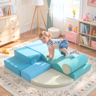 Sunvega Soft Climb and Crawl Foam Playset 6 in 1 with Stairs and Mats
