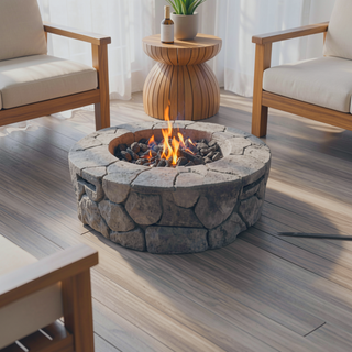 Sunvega 9" H x 28" W Fiber Reinforced Concrete Outdoor Fire Pit