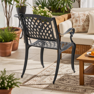 Sunvega Traditional Cast Aluminum Dining Chairs with Floral Accents and Scroll Design Set of 2
