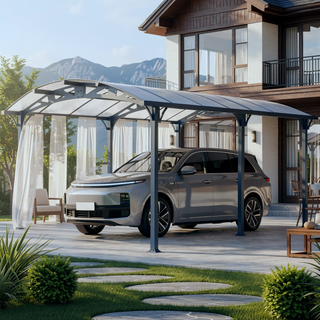 Sunvega 10x19 FT Arched Aluminum Carport with Polycarbonate Roof and Waterproof Design