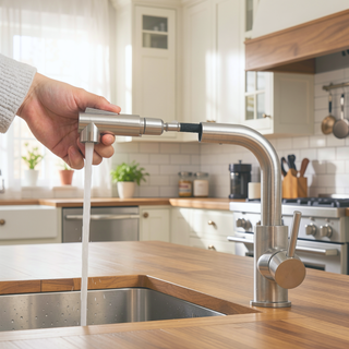 Sunvega Single Handle Kitchen Sink Faucet with Pull Out Sprayer and Deck Plate