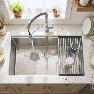 Sunvega Handcrafted 33x19 Inch Undermount Single Bowl Kitchen Sink Dark Gray