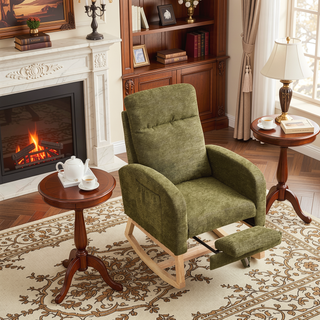 Sunvega Modern Upholstered Nursery Glider Rocking Chair with High Backrest and Side Pocket