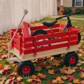 Sunvega Fresh Blue Solid Wood All-Terrain Toy and Garden Tool Cart Trolley