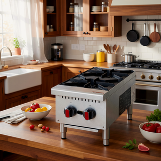 Sunvega Commercial 2-Burner 50,000 BTU Countertop Gas Stove Range with Cast Iron Grates