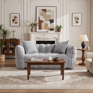 Sunvega Super Soft Chenille Bean Bag Chair with Armrests for Living Room