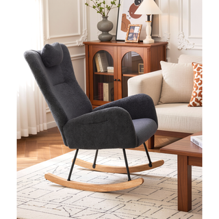 Sunvega Soft and Thick Upholstered Nursery Rocking Chair with High Backrest