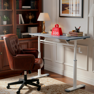 Sunvega Height Adjustable Hand Crank Sit Stand Home Office Desk for Study Room