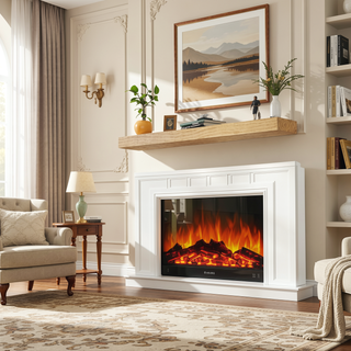 Sunvega Handcrafted Pine Wood Fireplace Mantel Shelf with Distinctive Wood Grain