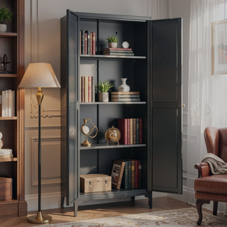 Sunvega Premium Powder Coated Steel Storage Cabinet With Four Adjustable Shelves