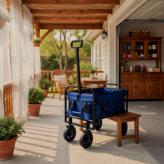 Sunvega Foldable Collapsible Wagon Cart with Extention Dual-Layer Design All-Terrain Wheels