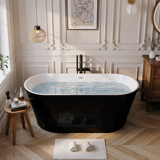 Sunvega 59-Inch Acrylic Freestanding Soaking Bathtub with Superior Insulation and Easy Cleaning
