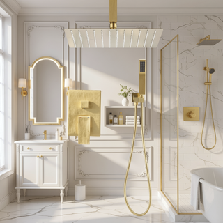 Sunvega Ceiling Mounted Rainfall Shower System Combo with Handheld and Self-Cleaning Nozzle