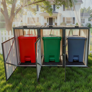 Sunvega Metal Outdoor Garbage Bin Shed for Storage with Corrosion Resistant Steel