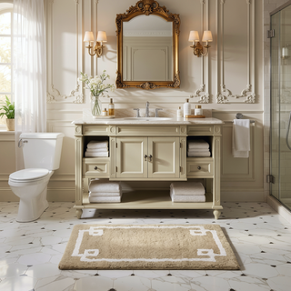 Sunvega Plush Cotton Tufted Bath Rug with Non-Skid Backing and Hotel Design