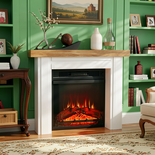 Sunvega Freestanding Fireplace Mantel with Baroque Design and Storage Columns