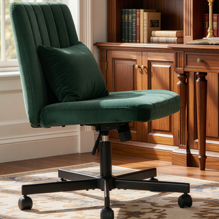 Sunvega Adjustable Ergonomic Armless Office Chair with Plush Linen Upholstery