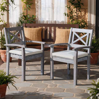 Sunvega FSC Certified Weather Resistant Dining Chairs with Detachable Cushion