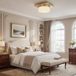 Sunvega 10-inch Antique Brass LED Flush Mount Ceiling Light Fixture
